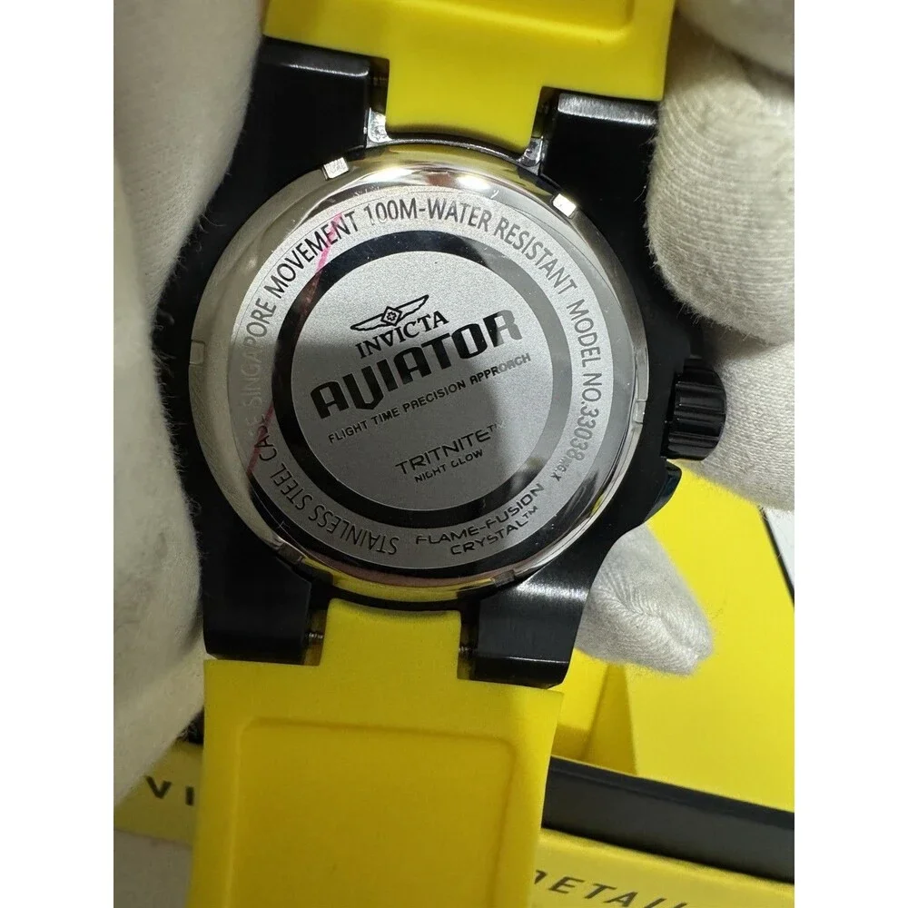 Invicta Aviator Skyshock Men's Quartz Watch 50mm Black/Yellow (big boy watch)